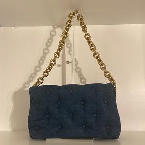 Zara denim quilted shoulder bag like new